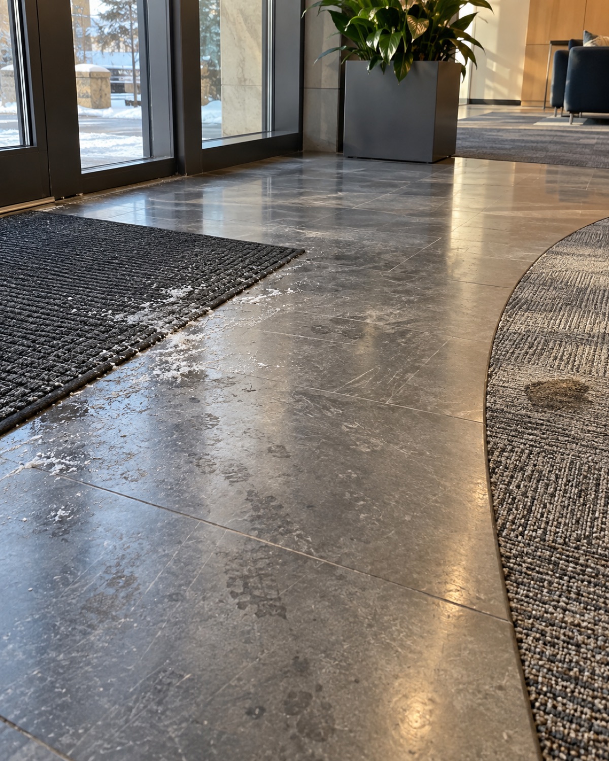Detailed commercial floor cleaning equipment and surface condition